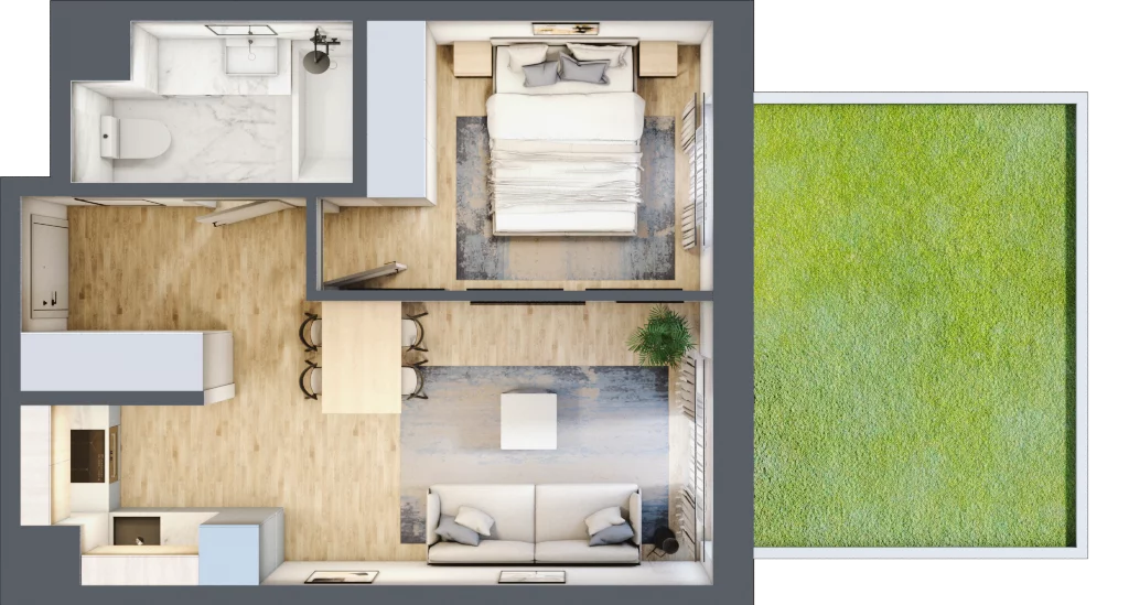 2 pokoje, mieszkanie 36,14 m², parter, oferta nr 123 A/A-4, Ostródzka 123 - Etap II, Warszawa, Białołęka, Brzeziny, ul. Ostródzka 123