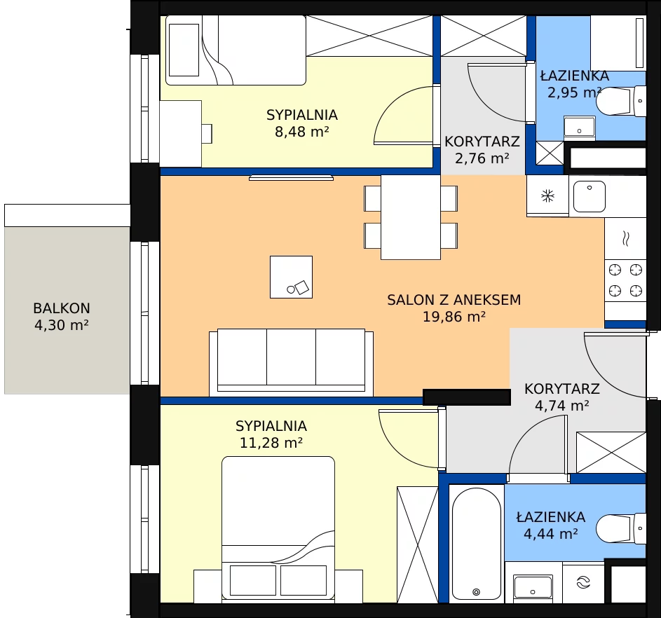 Zalety mieszkania 54.51 m², 123 A/A-54