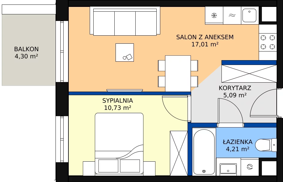 Zalety mieszkania 37.04 m², 123 A/A-52