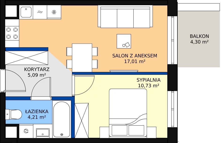 Zalety mieszkania 37.04 m², 123 A/A-48