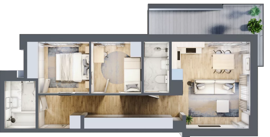 3 pokoje, mieszkanie 56,95 m², piętro 3, oferta nr 123 A/A-44, Ostródzka 123 - Etap II, Warszawa, Białołęka, Brzeziny, ul. Ostródzka 123