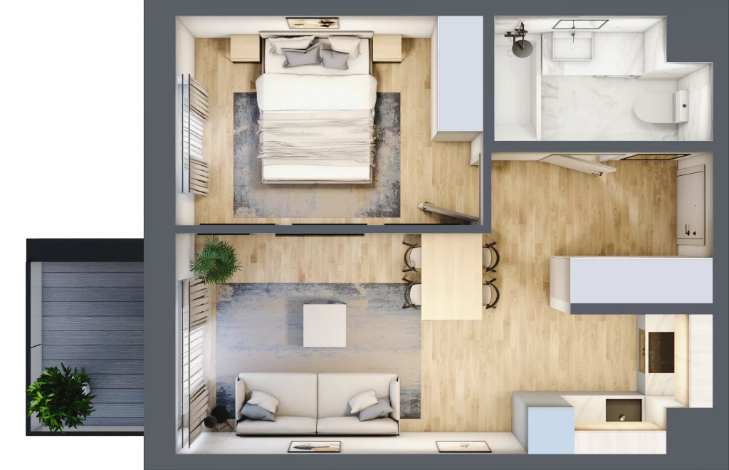2 pokoje, mieszkanie 37,04 m², piętro 2, oferta nr 123 A/A-41, Ostródzka 123 - Etap II, Warszawa, Białołęka, Brzeziny, ul. Ostródzka 123