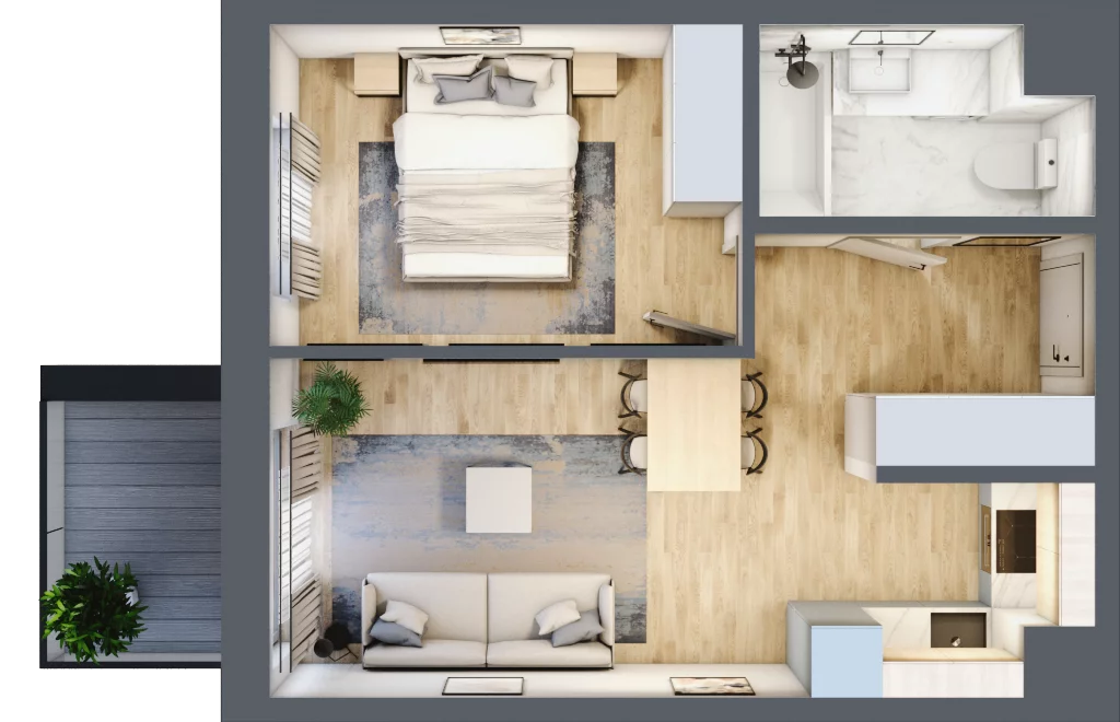 2 pokoje, mieszkanie 37,04 m², piętro 2, oferta nr 123 A/A-40, Ostródzka 123 - Etap II, Warszawa, Białołęka, Brzeziny, ul. Ostródzka 123