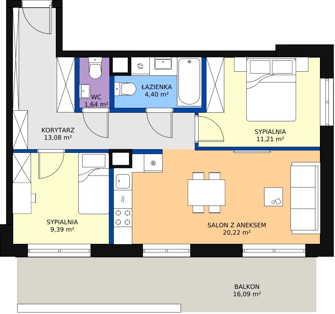 Zalety mieszkania 59.94 m², 123 A/A-36