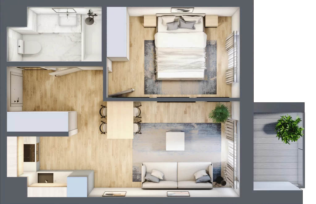 2 pokoje, mieszkanie 37,04 m², piętro 2, oferta nr 123 A/A-35, Ostródzka 123 - Etap II, Warszawa, Białołęka, Brzeziny, ul. Ostródzka 123