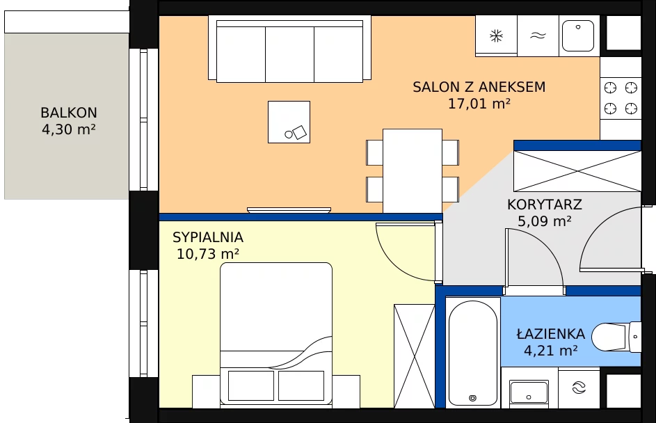 Zalety mieszkania 37.04 m², 123 A/A-25