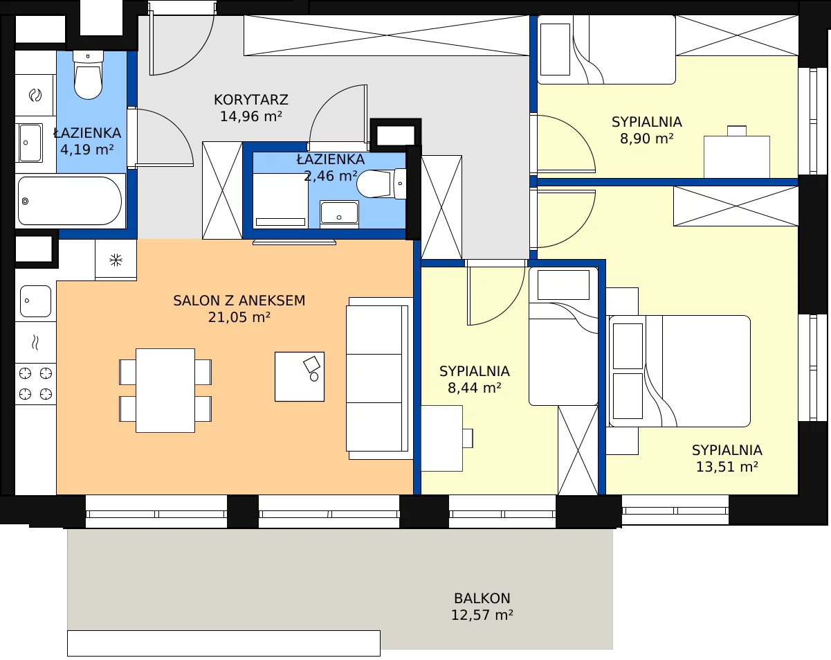 Zalety mieszkania 73.51 m², 123 A/A-22