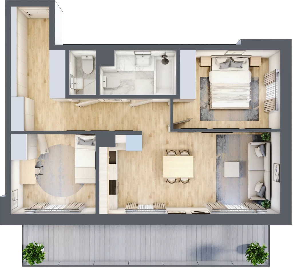 3 pokoje, mieszkanie 59,94 m², piętro 1, oferta nr 123 A/A-21, Ostródzka 123 - Etap II, Warszawa, Białołęka, Brzeziny, ul. Ostródzka 123