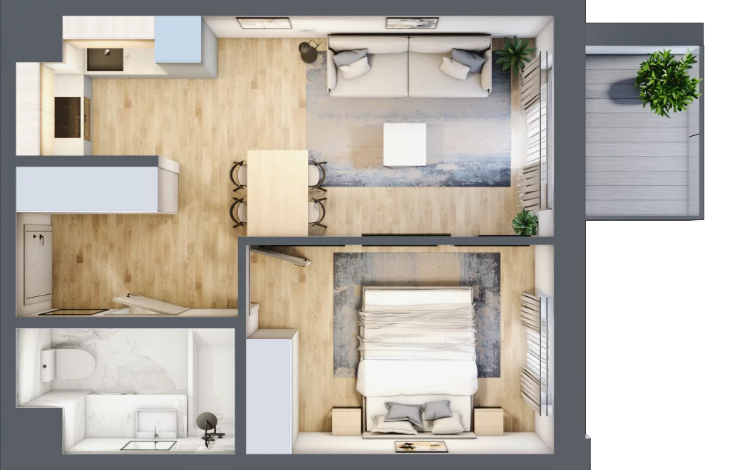 2 pokoje, mieszkanie 37,04 m², piętro 1, oferta nr 123 A/A-20, Ostródzka 123 - Etap II, Warszawa, Białołęka, Brzeziny, ul. Ostródzka 123