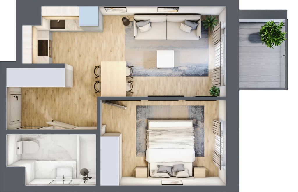 2 pokoje, mieszkanie 36,14 m², piętro 1, oferta nr 123 A/A-19, Ostródzka 123 - Etap II, Warszawa, Białołęka, Brzeziny, ul. Ostródzka 123