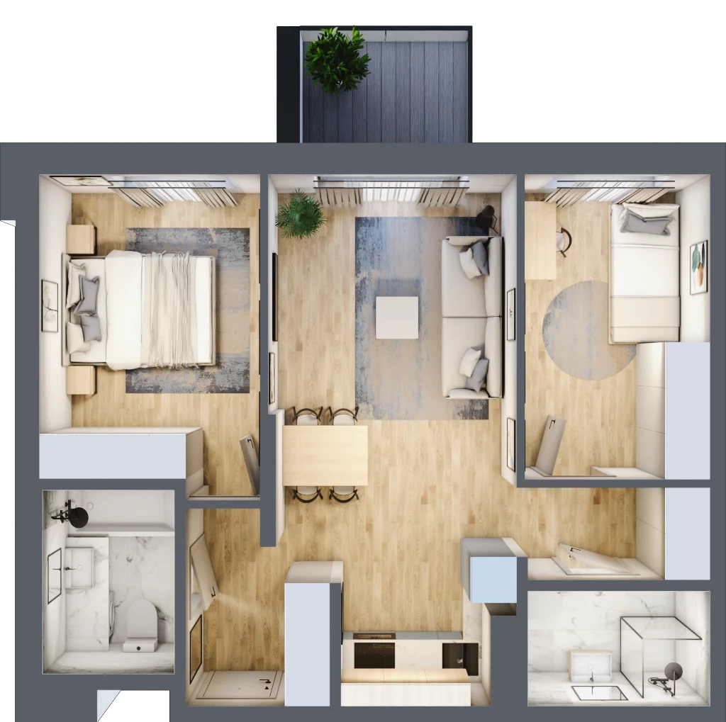 3 pokoje, mieszkanie 56,31 m², piętro 1, oferta nr 123 A/A-17, Ostródzka 123 - Etap II, Warszawa, Białołęka, Brzeziny, ul. Ostródzka 123
