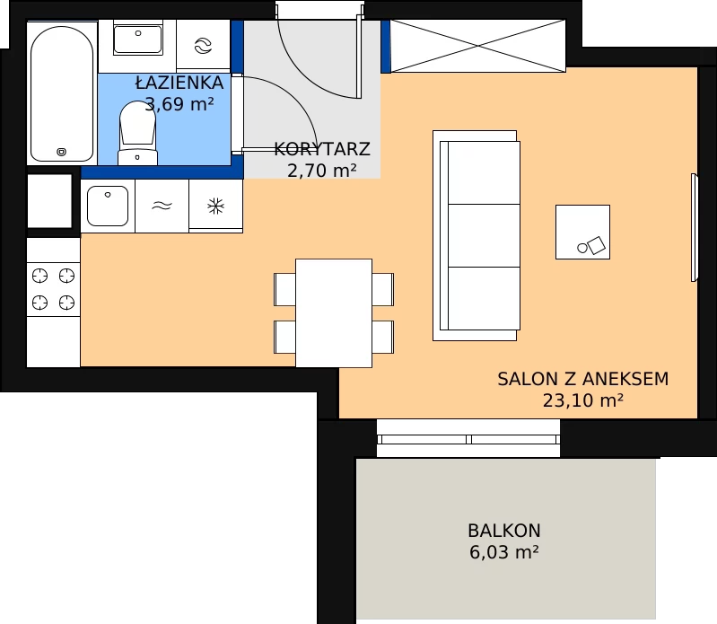 Zalety mieszkania 29.49 m², 123 A/A-16