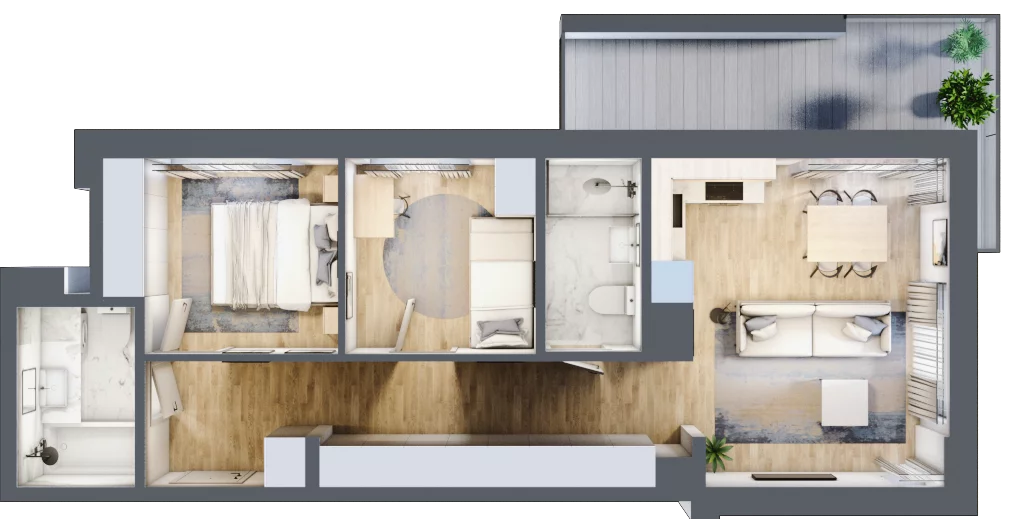 3 pokoje, mieszkanie 56,95 m², piętro 1, oferta nr 123 A/A-14, Ostródzka 123 - Etap II, Warszawa, Białołęka, Brzeziny, ul. Ostródzka 123