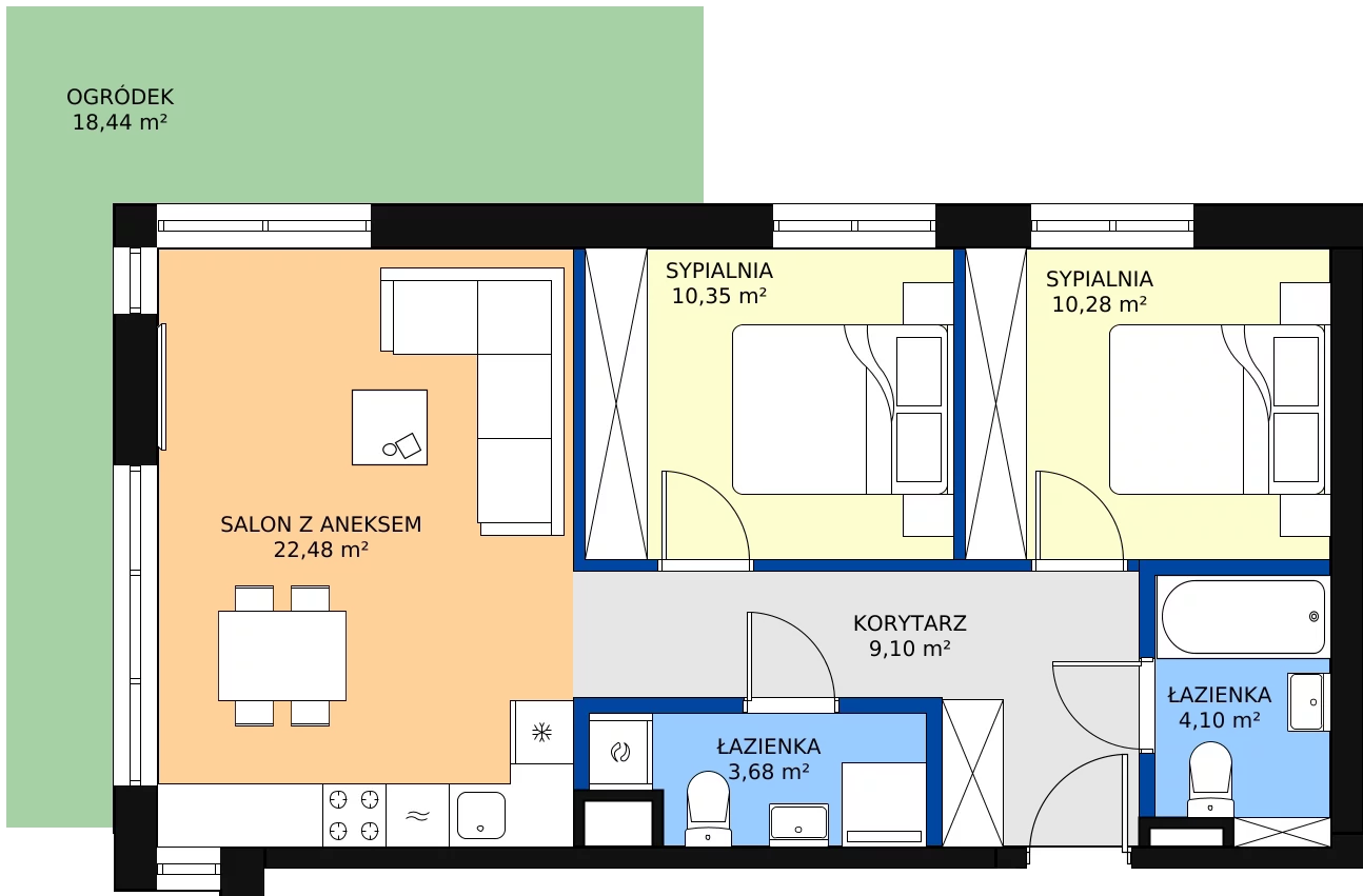 Zalety mieszkania 59.99 m², 123 A/A-13
