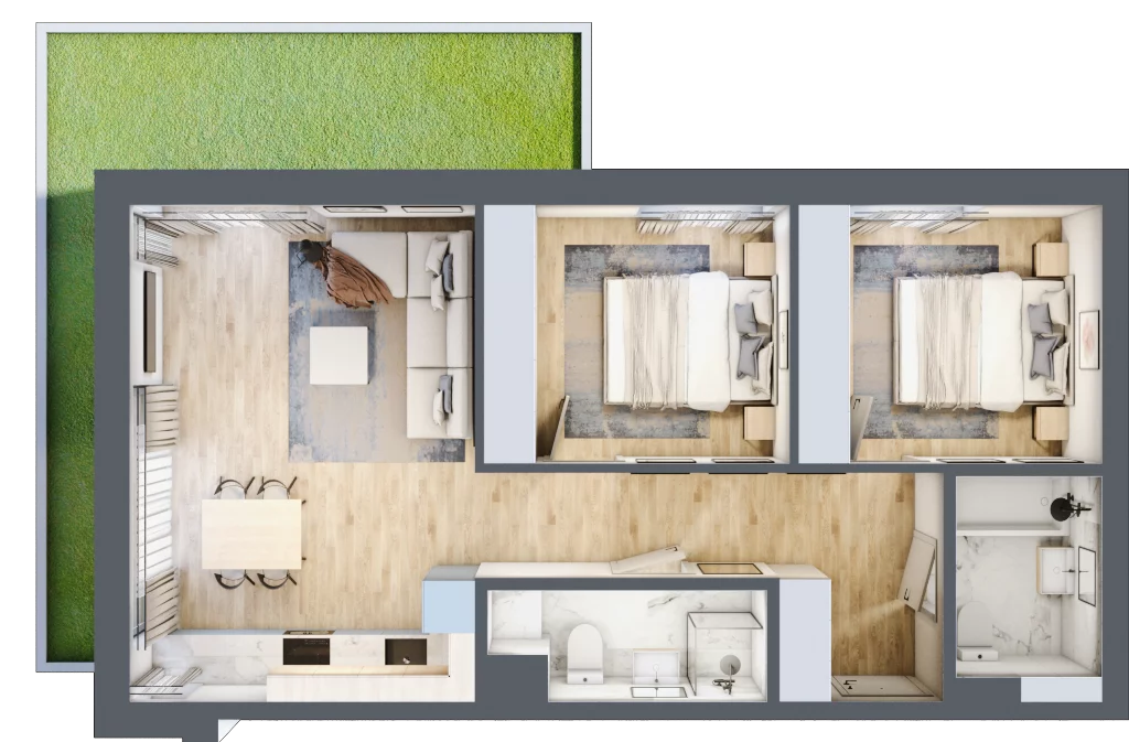 3 pokoje, mieszkanie 59,99 m², parter, oferta nr 123 A/A-13, Ostródzka 123 - Etap II, Warszawa, Białołęka, Brzeziny, ul. Ostródzka 123