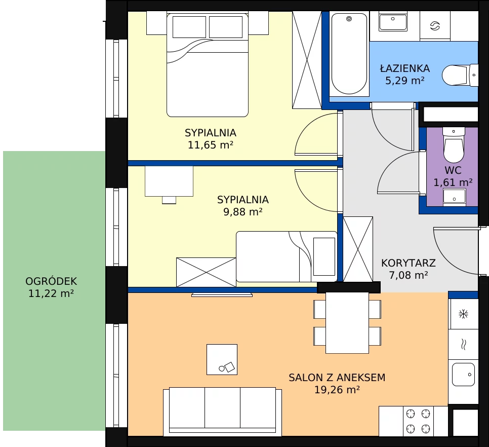 Zalety mieszkania 54.77 m², 123 A/A-12