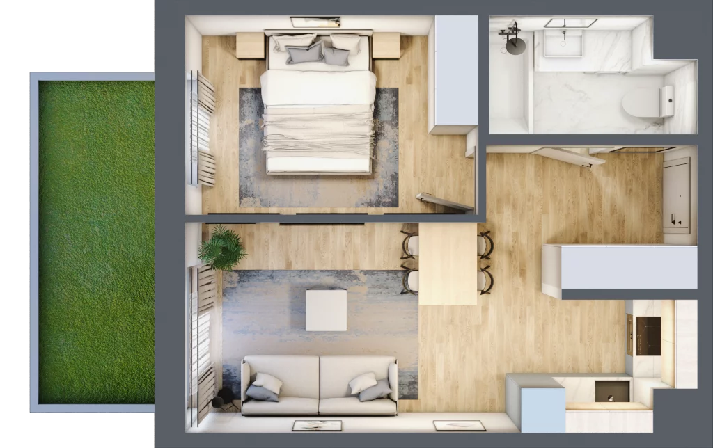 2 pokoje, mieszkanie 37,04 m², parter, oferta nr 123 A/A-11, Ostródzka 123 - Etap II, Warszawa, Białołęka, Brzeziny, ul. Ostródzka 123