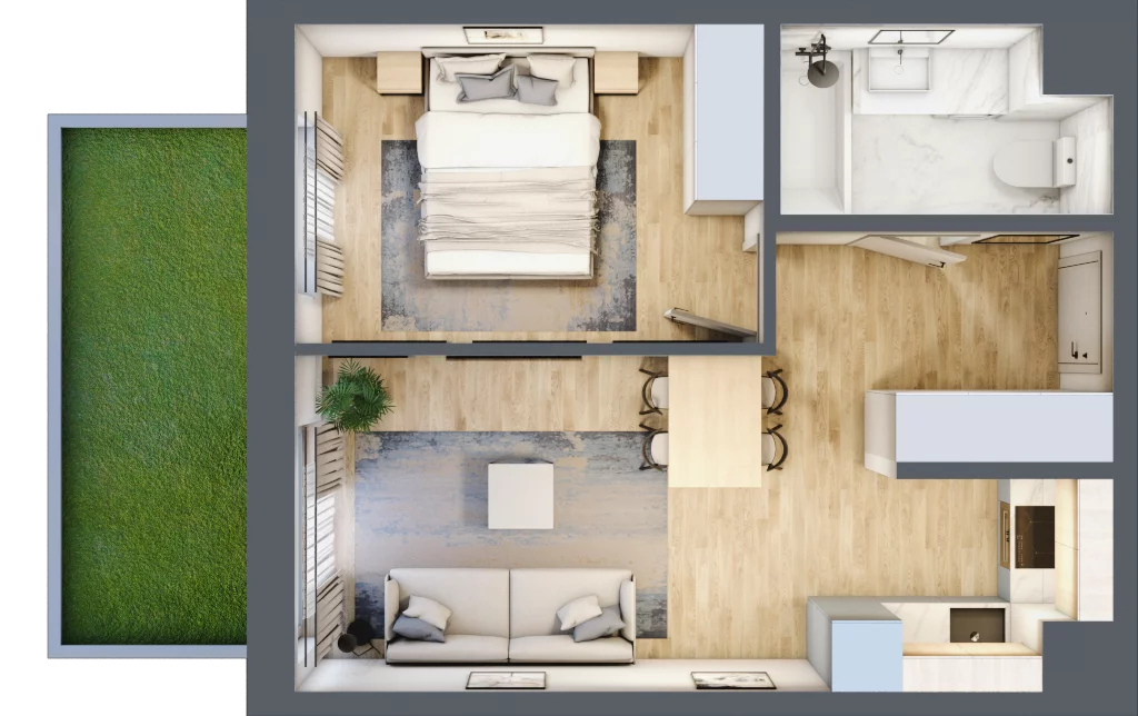2 pokoje, mieszkanie 37,04 m², parter, oferta nr 123 A/A-10, Ostródzka 123 - Etap II, Warszawa, Białołęka, Brzeziny, ul. Ostródzka 123