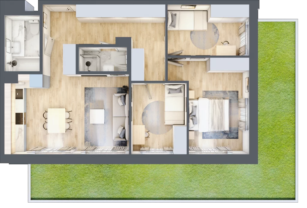 4 pokoje, mieszkanie 73,51 m², parter, oferta nr 123 A/A-7, Ostródzka 123 - Etap II, Warszawa, Białołęka, Brzeziny, ul. Ostródzka 123