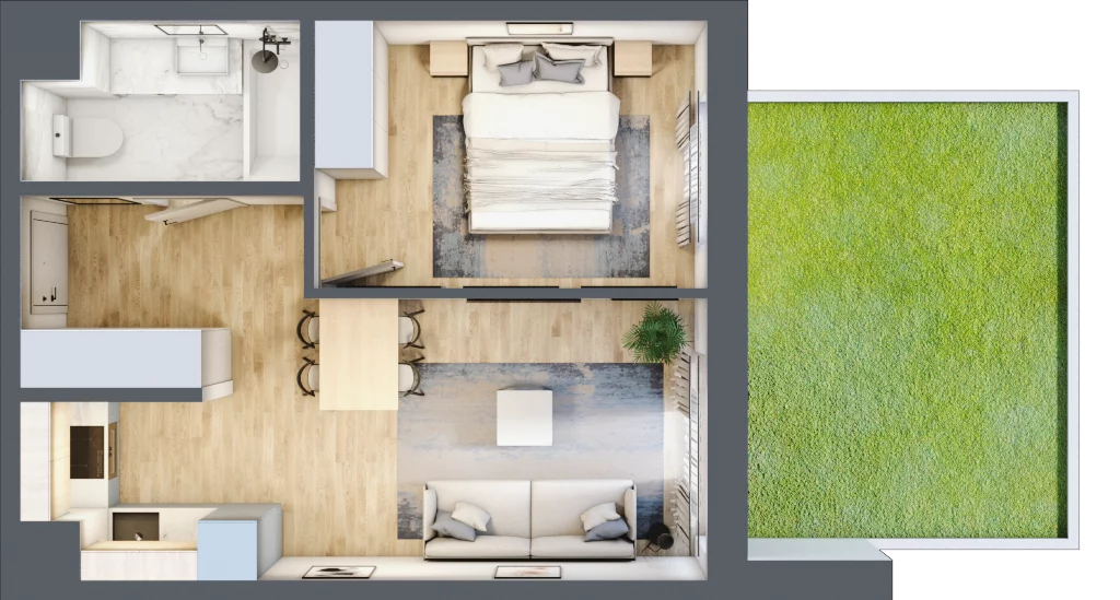 2 pokoje, mieszkanie 37,04 m², parter, oferta nr 123 A/A-5, Ostródzka 123 - Etap II, Warszawa, Białołęka, Brzeziny, ul. Ostródzka 123