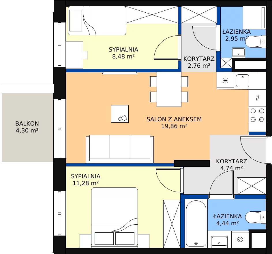 Zalety mieszkania 54.51 m², 123 B/B-28