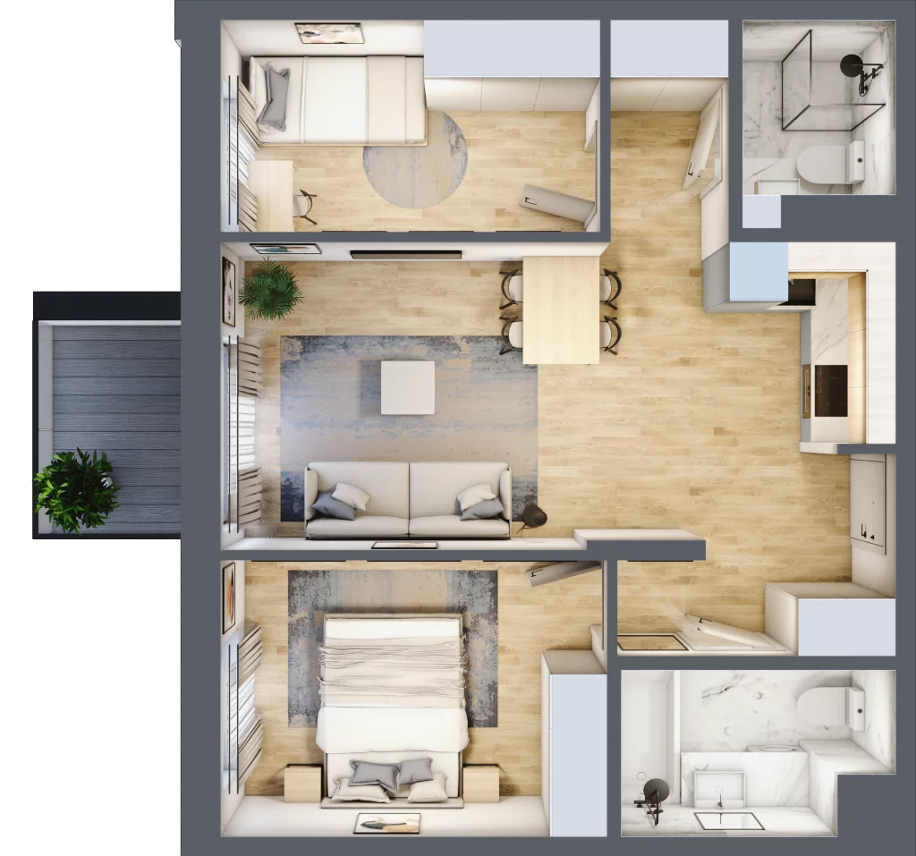 3 pokoje, mieszkanie 54,51 m², piętro 1, oferta nr 123 B/B-28, Ostródzka 123 - Etap II, Warszawa, Białołęka, Brzeziny, ul. Ostródzka 123