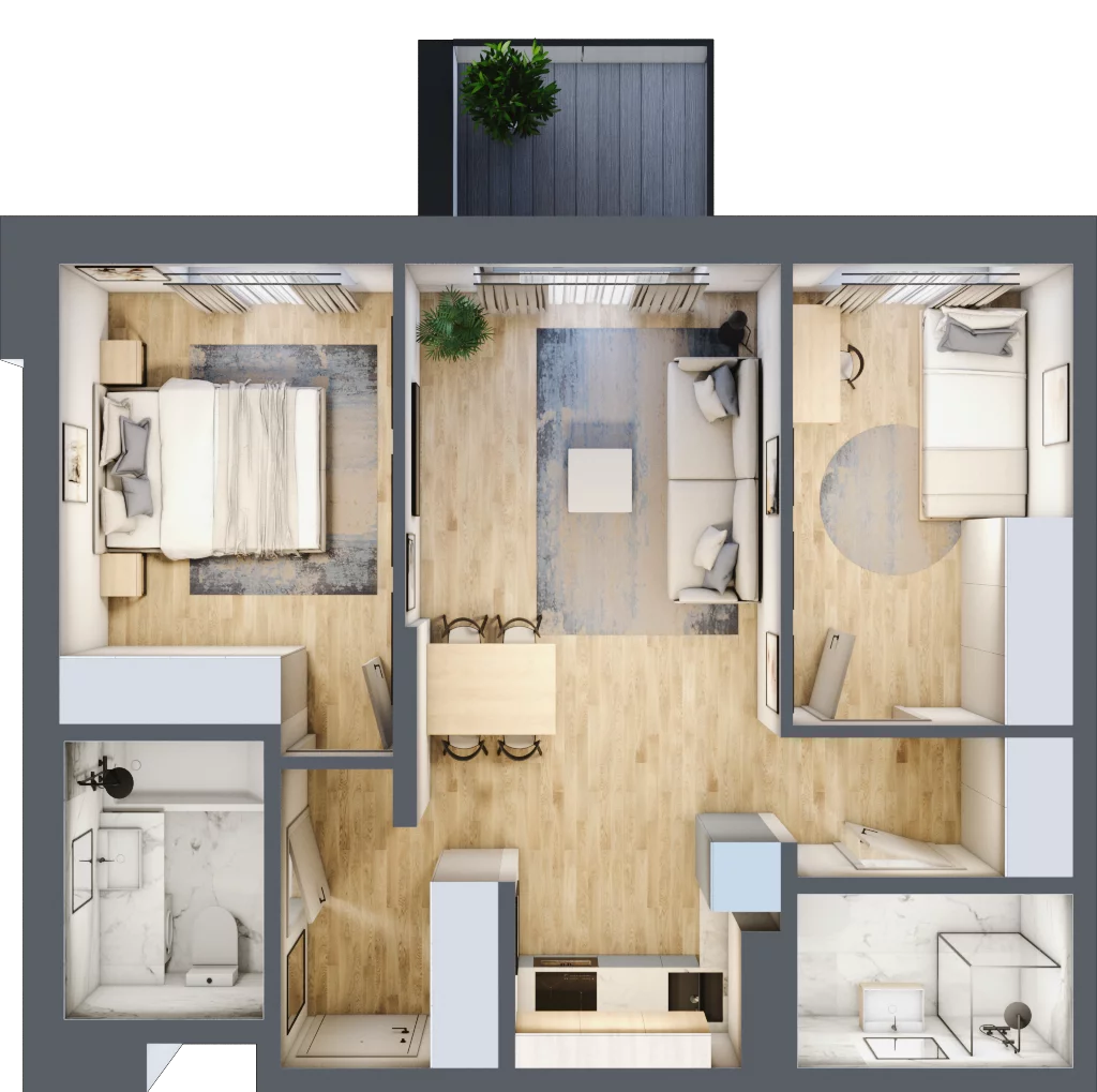 3 pokoje, mieszkanie 56,31 m², piętro 1, oferta nr 123 B/B-18, Ostródzka 123 - Etap II, Warszawa, Białołęka, Brzeziny, ul. Ostródzka 123