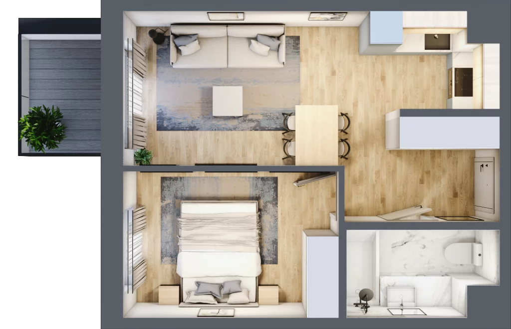 2 pokoje, mieszkanie 37,04 m², piętro 3, oferta nr 123 B/B-54, Ostródzka 123 - Etap II, Warszawa, Białołęka, Brzeziny, ul. Ostródzka 123