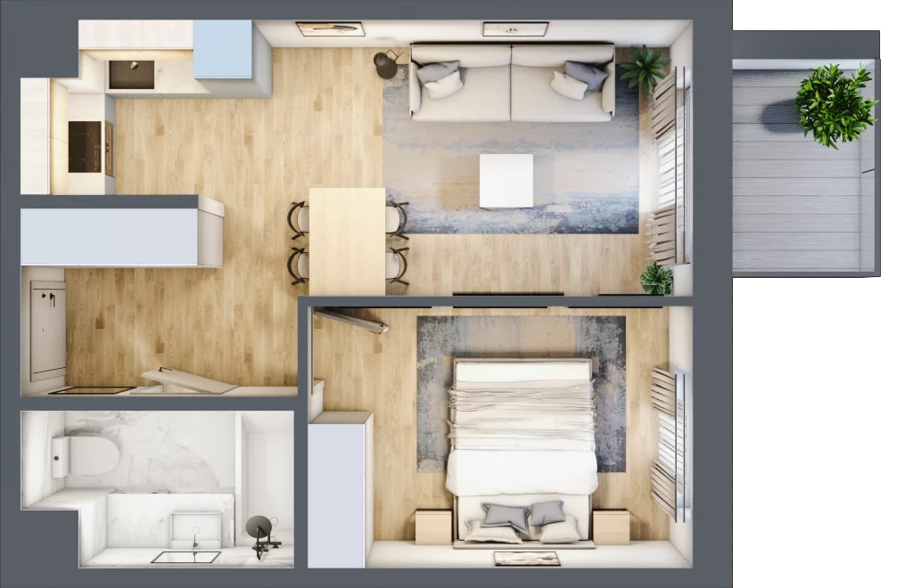 2 pokoje, mieszkanie 37,04 m², piętro 3, oferta nr 123 B/B-49, Ostródzka 123 - Etap II, Warszawa, Białołęka, Brzeziny, ul. Ostródzka 123