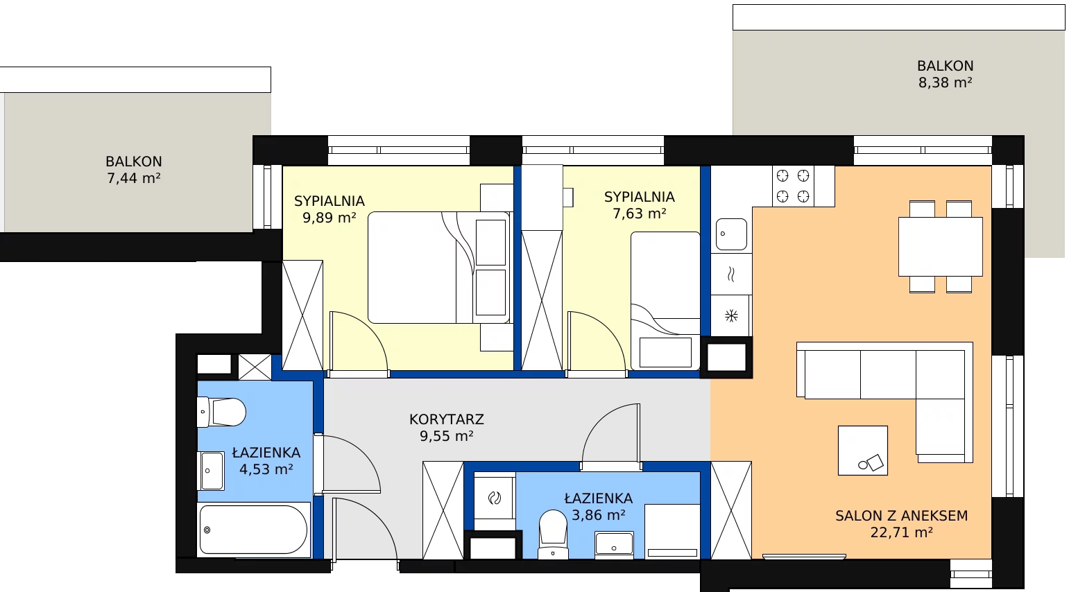 Zalety mieszkania 58.17 m², 123 B/B-45