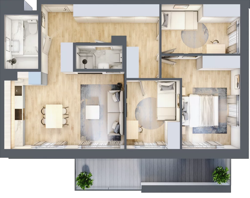 4 pokoje, mieszkanie 73,51 m², piętro 2, oferta nr 123 B/B-38, Ostródzka 123 - Etap II, Warszawa, Białołęka, Brzeziny, ul. Ostródzka 123