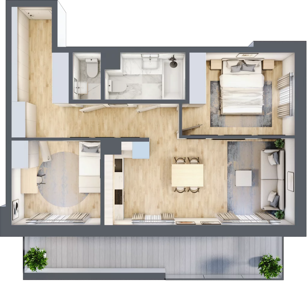 3 pokoje, mieszkanie 59,94 m², piętro 2, oferta nr 123 B/B-37, Ostródzka 123 - Etap II, Warszawa, Białołęka, Brzeziny, ul. Ostródzka 123