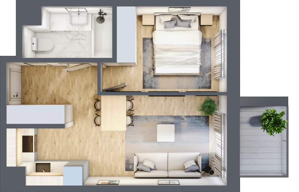 2 pokoje, mieszkanie 36,14 m², piętro 2, oferta nr 123 B/B-35, Ostródzka 123 - Etap II, Warszawa, Białołęka, Brzeziny, ul. Ostródzka 123