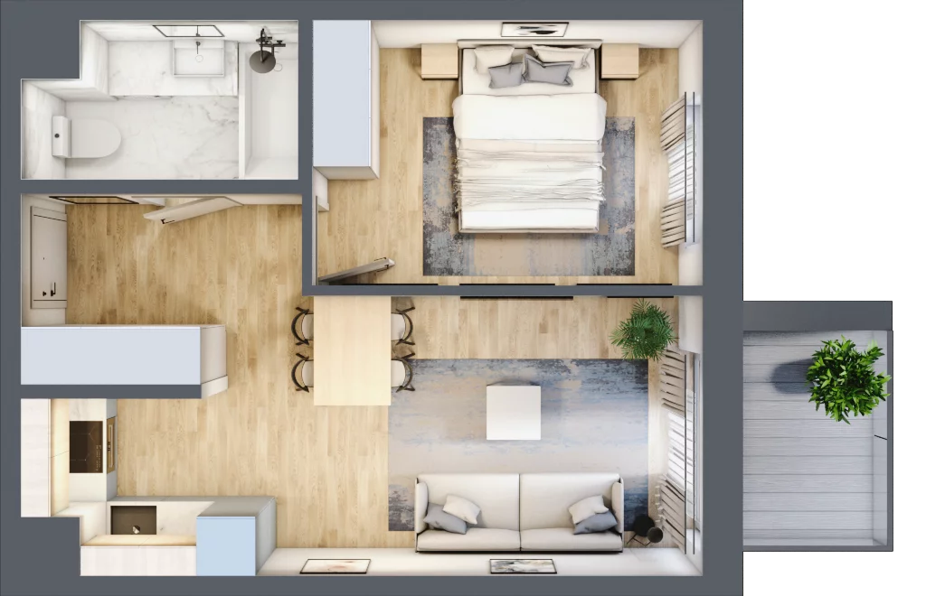 2 pokoje, mieszkanie 37,04 m², piętro 2, oferta nr 123 B/B-34, Ostródzka 123 - Etap II, Warszawa, Białołęka, Brzeziny, ul. Ostródzka 123