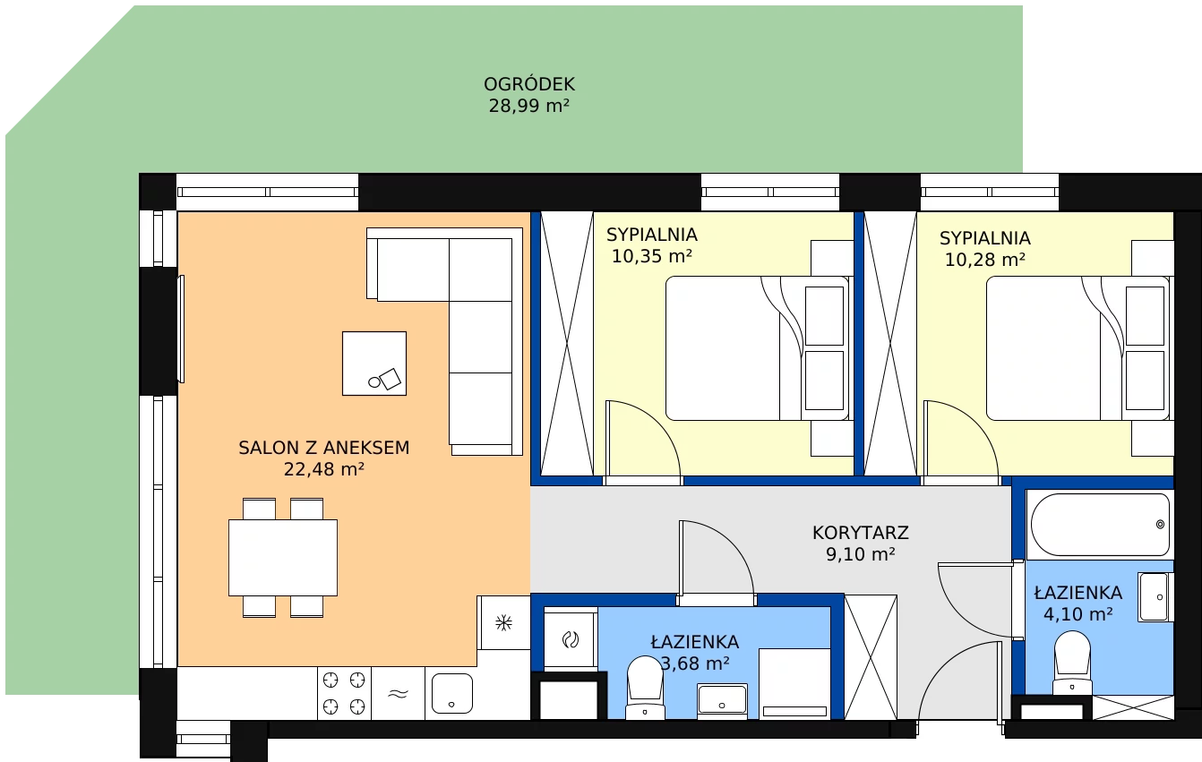 Zalety mieszkania 59.99 m², 123 B/B-14