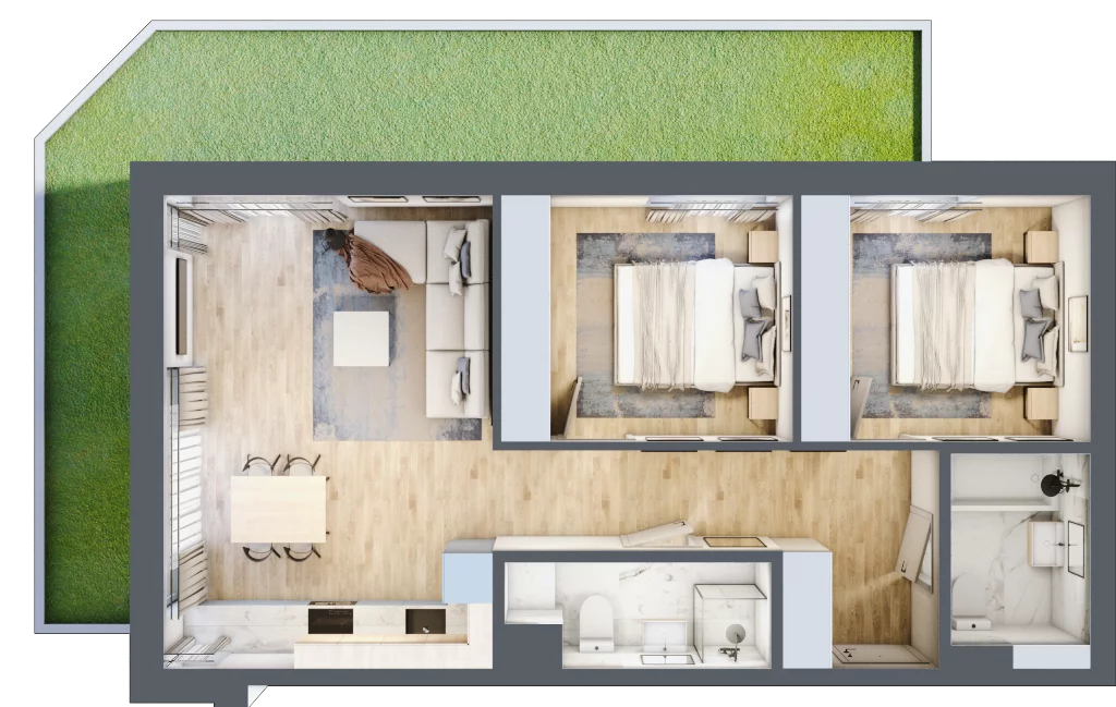 3 pokoje, mieszkanie 59,99 m², parter, oferta nr 123 B/B-14, Ostródzka 123 - Etap II, Warszawa, Białołęka, Brzeziny, ul. Ostródzka 123