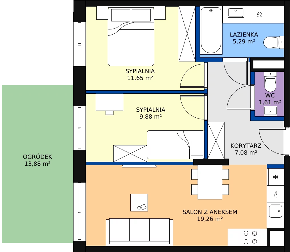 Zalety mieszkania 54.77 m², 123 B/B-13