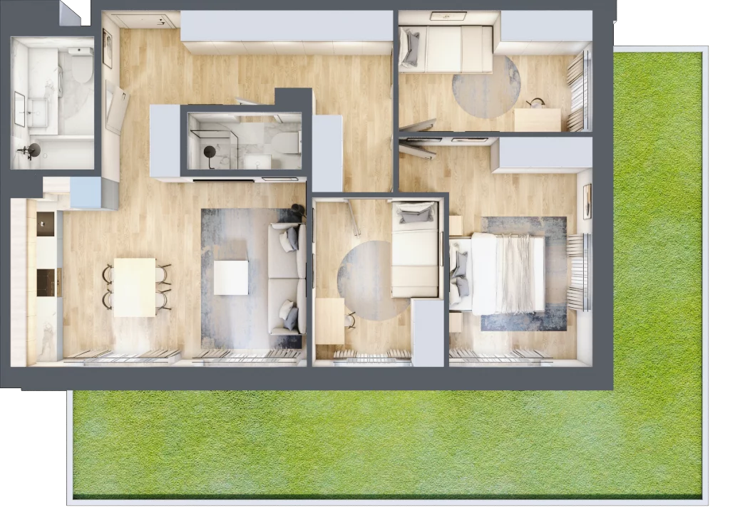 4 pokoje, mieszkanie 73,51 m², parter, oferta nr 123 B/B-8, Ostródzka 123 - Etap II, Warszawa, Białołęka, Brzeziny, ul. Ostródzka 123