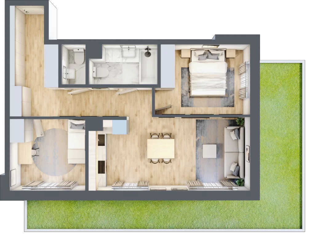3 pokoje, mieszkanie 59,94 m², parter, oferta nr 123 B/B-7, Ostródzka 123 - Etap II, Warszawa, Białołęka, Brzeziny, ul. Ostródzka 123