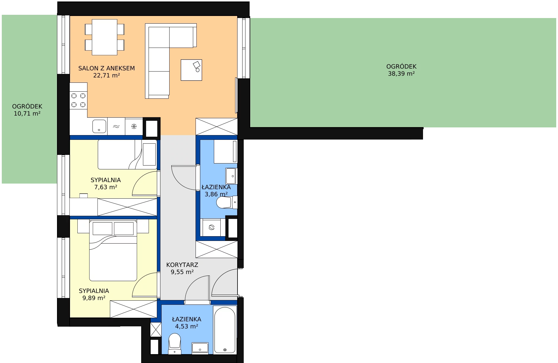 Zalety mieszkania 58.17 m², 123 B/B-1