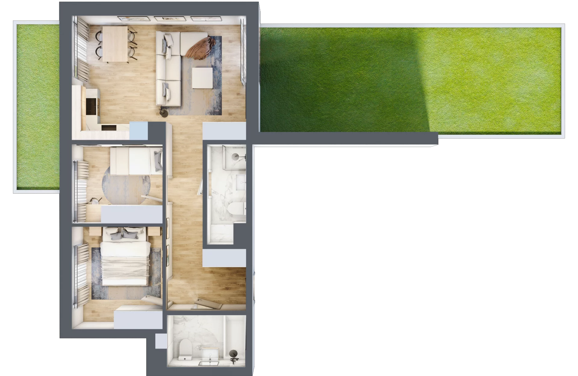 3 pokoje, mieszkanie 58,17 m², parter, oferta nr 123 B/B-1, Ostródzka 123 - Etap II, Warszawa, Białołęka, Brzeziny, ul. Ostródzka 123