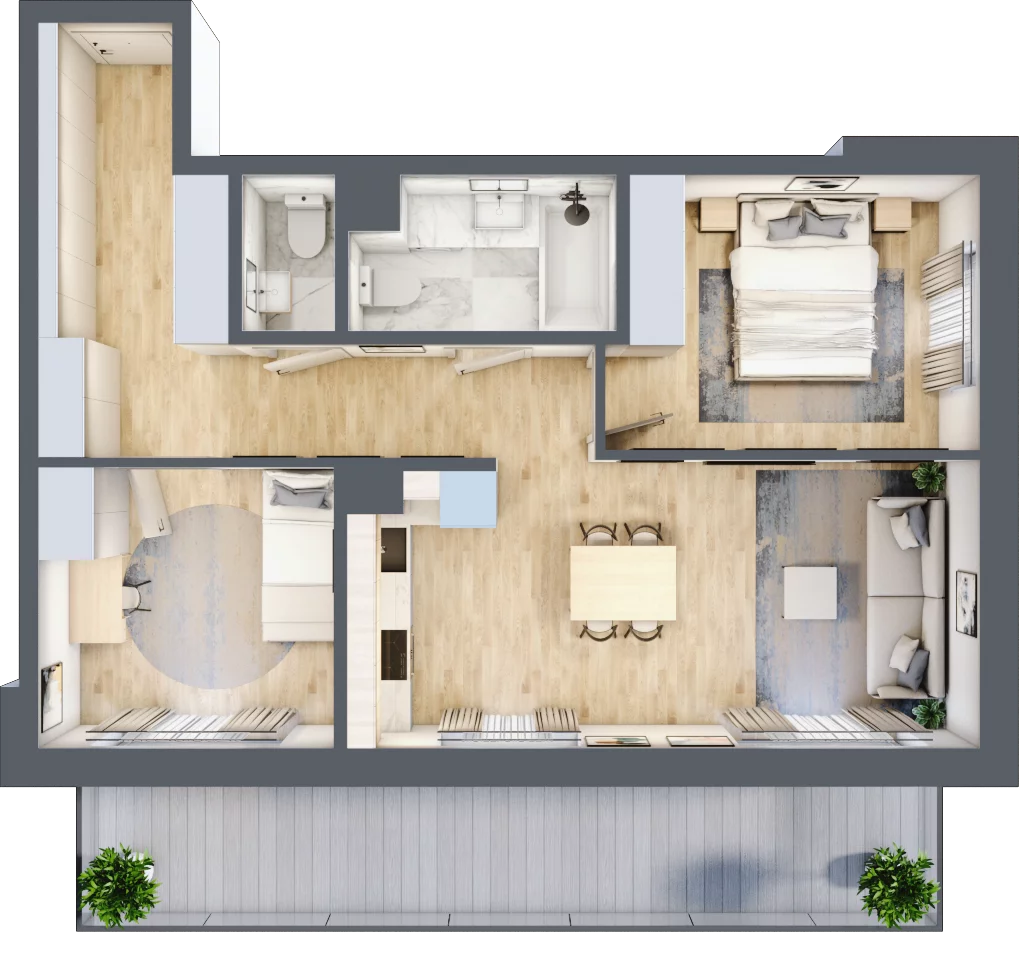 3 pokoje, mieszkanie 59,94 m², piętro 1, oferta nr 123 B/B-22, Ostródzka 123 - Etap II, Warszawa, Białołęka, Brzeziny, ul. Ostródzka 123