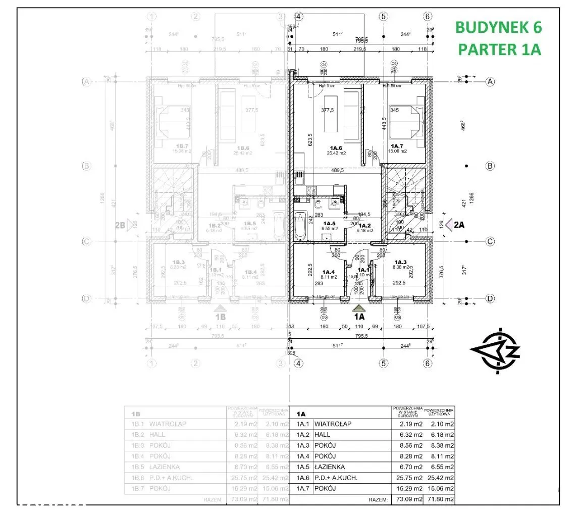 Apartament 71,80 m², parter, oferta nr 6/1A, Zaciszne Osiedle - apartamenty, Czeladź, ul. Pusta