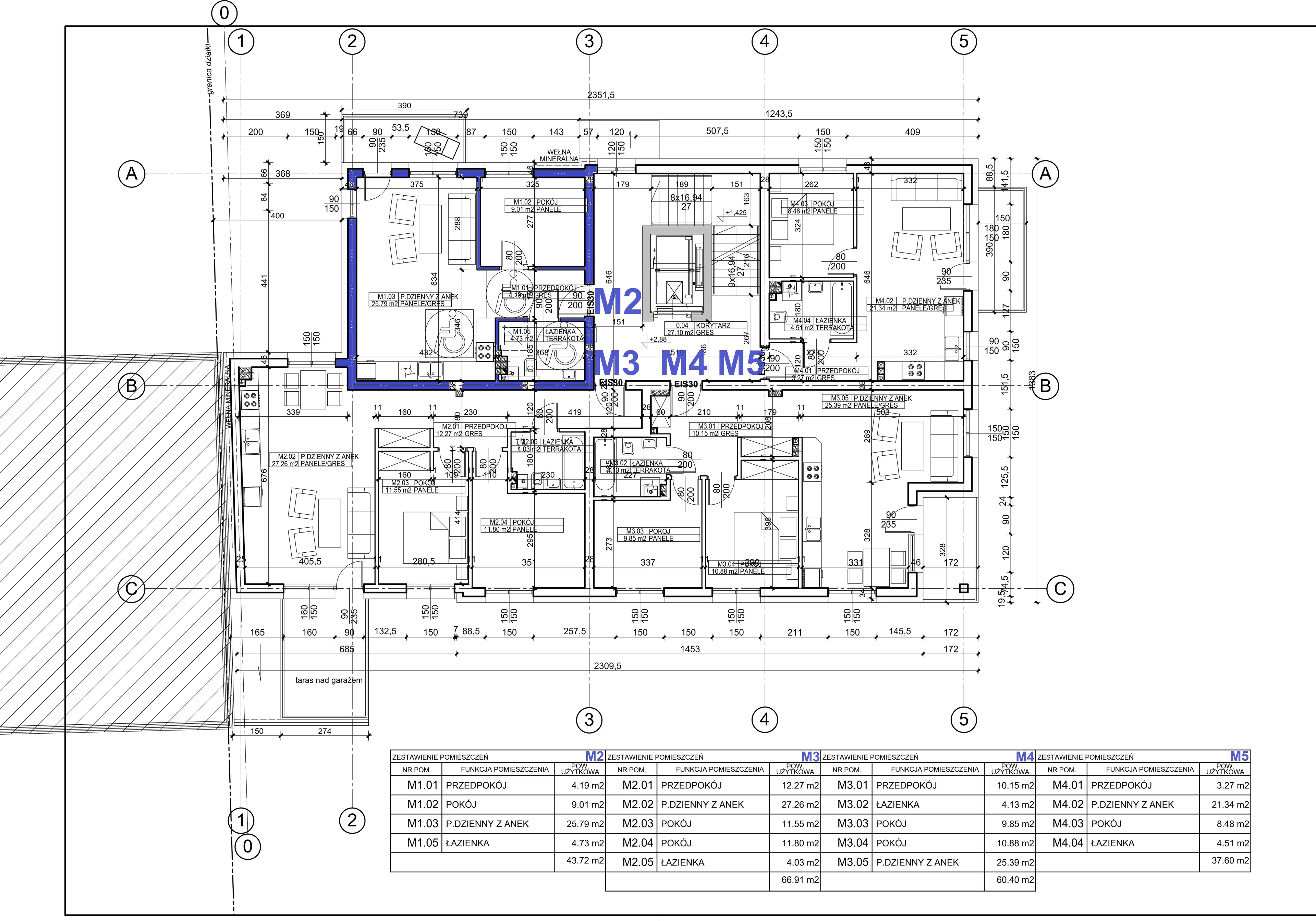 Apartament 43,72 m², piętro 1, oferta nr M2, Boskie Apartamenty na Kaplicznej, Sosnowiec, Milowice, ul. Kapliczna 3