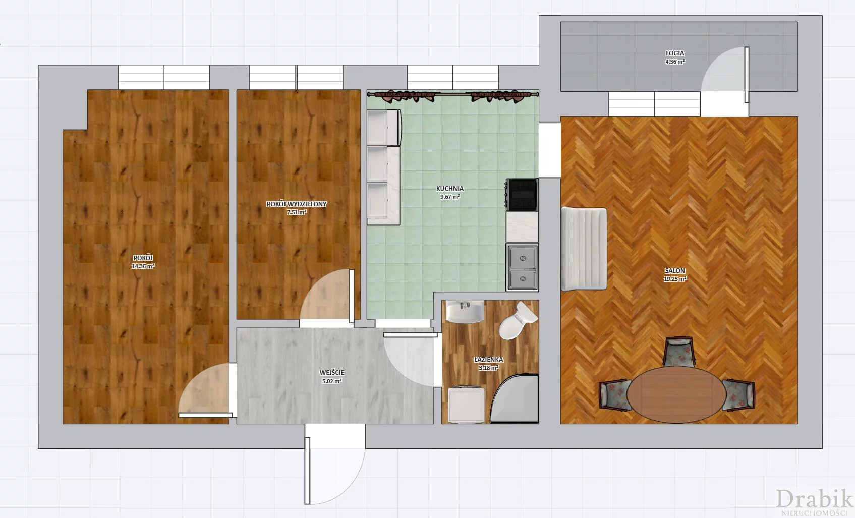 3 pokoje, mieszkanie 58,69 m², piętro 1, oferta nr , 2632, Sucha Beskidzka, osiedle Beskidzkie