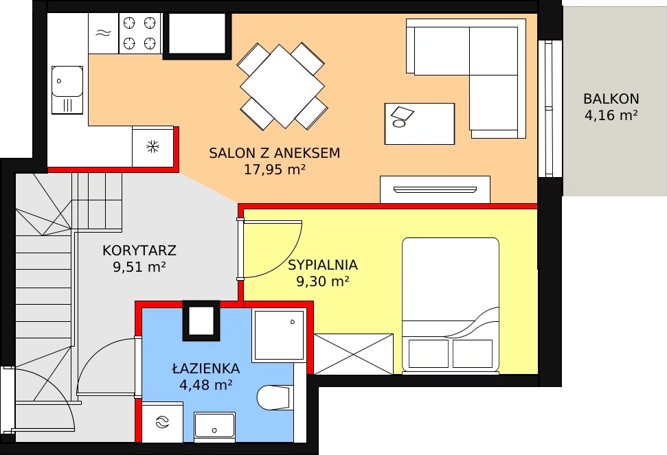 3 pokoje, mieszkanie 64,48 m², piętro 4, oferta nr B1.B4.13, JA_SIELSKA etap III, Poznań, Podolany, Podolany, ul. Jasielska