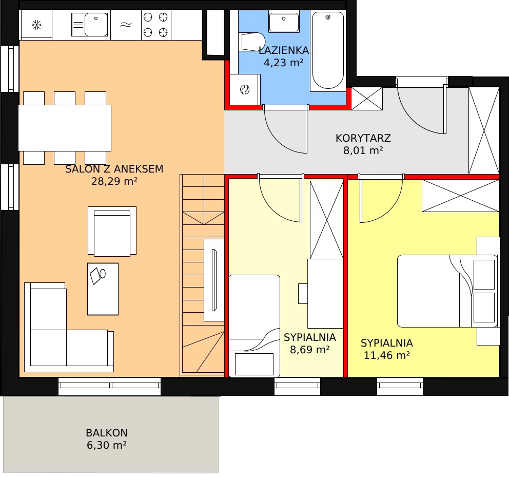 Mieszkanie 98,70 m², piętro 4, oferta nr C1.C4.01, JA_SIELSKA etap III, Poznań, Podolany, Podolany, ul. Jasielska