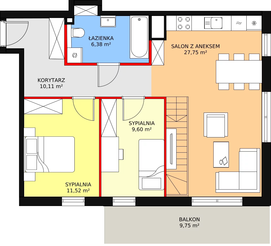 Mieszkanie 106,42 m², piętro 4, oferta nr C1.C4.02, JA_SIELSKA etap III, Poznań, Podolany, Podolany, ul. Jasielska