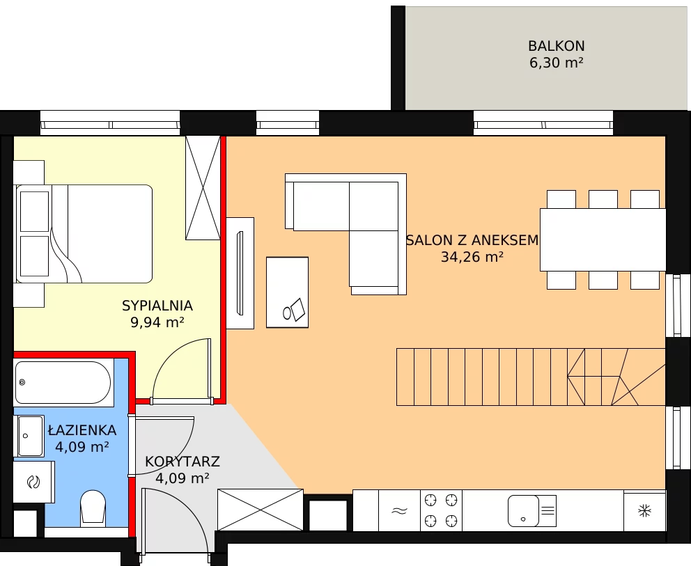 4 pokoje, mieszkanie 66,82 m², piętro 4, oferta nr C1.C4.04, JA_SIELSKA etap III, Poznań, Podolany, Podolany, ul. Jasielska