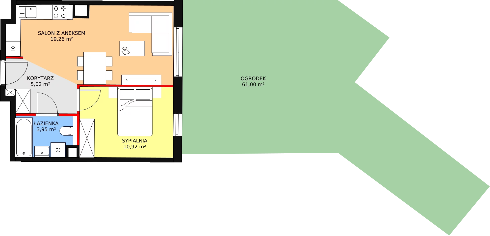 Mieszkanie 39,43 m², parter, oferta nr C2.C0.06, JA_SIELSKA etap III, Poznań, Podolany, Podolany, ul. Jasielska